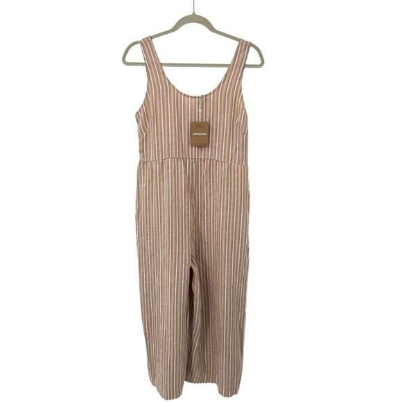 Patagonia Sleeveless Jumpsuit XS Garden Island Evening Mauve Striped Hemp NWT - Picture 5 of 15